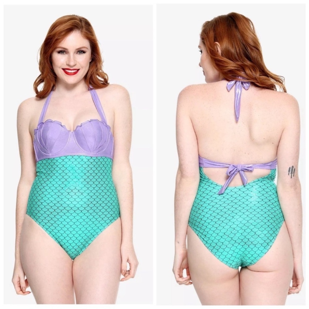 Hot Topic The Little Mermaid Ariel One Piece Swimsuit Retro Pinup Style Size S